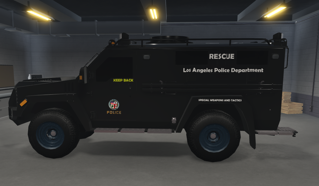 LAPD SWAT tactical vehicle with department branding